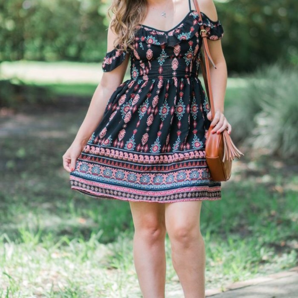 Xhilaration off the shoulder floral swing dress